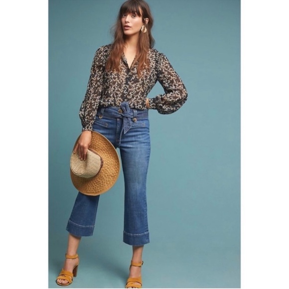 Anthropologie Denim - Anthro Pilcro High-Rise Cropped Flare Blue Belted Jeans Size 18W